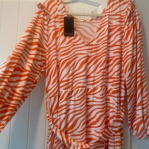 Eloquii Orange White Animal Print Maxi Dress 20